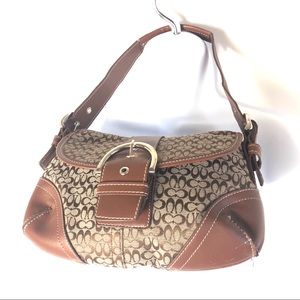 Coach Logo Signature Canvas Brown Satchel Bag. Size Small. Classy